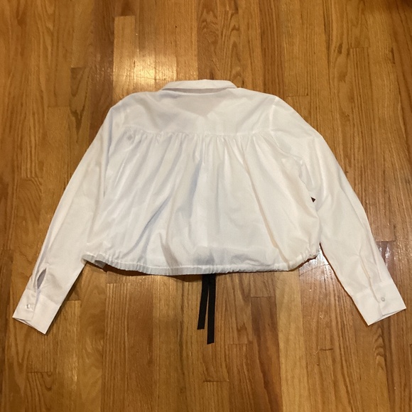 Cropped Drawstring Button-Up - Picture 2 of 4